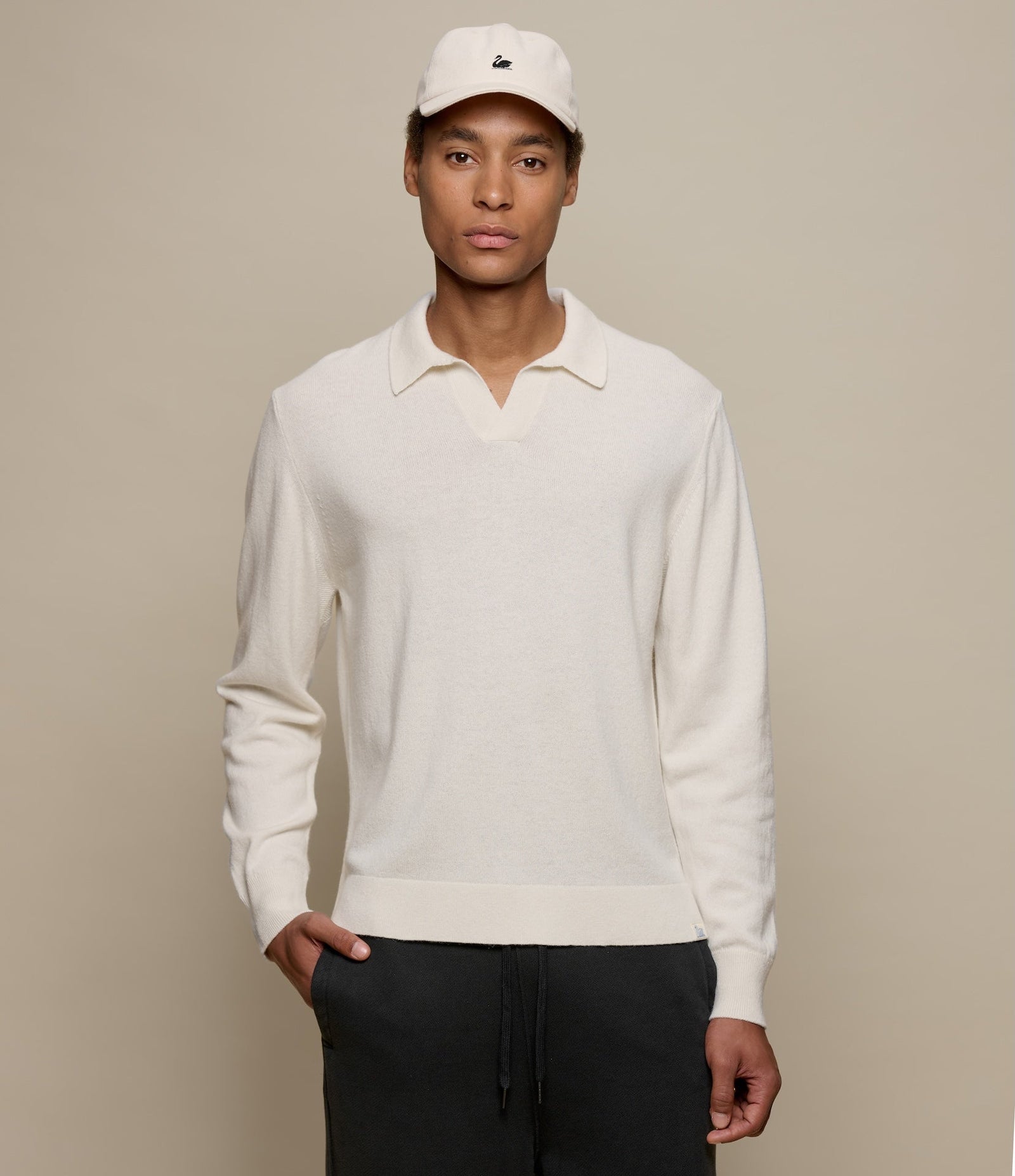 Merino Wool Cashmere Silk Long Sleeve Polo Shirt