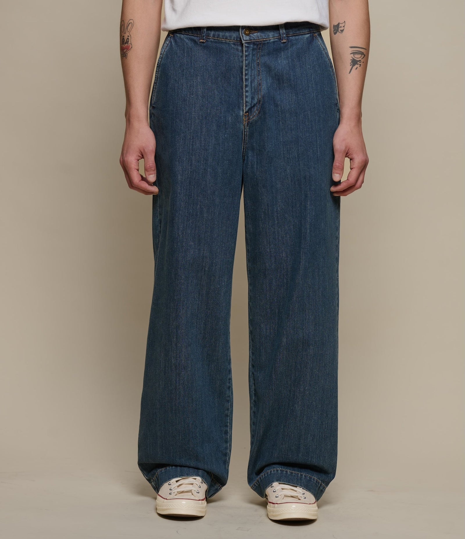 1940s Cotton High Rise Wide Leg Chino