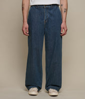 1940s Cotton Denim High Rise Wide Leg Chino