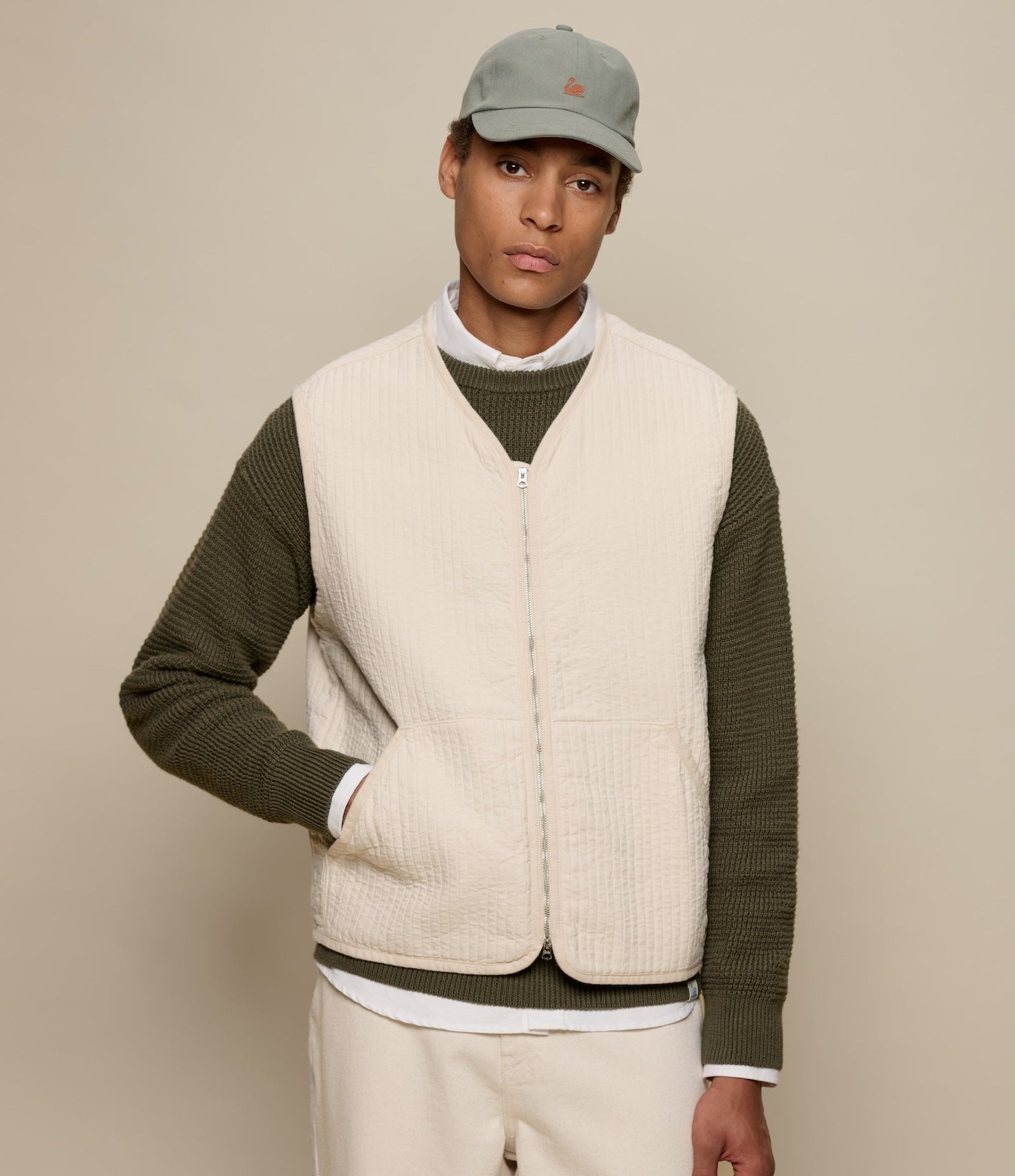 Padded Cotton Zip Vest