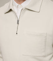 Authentic Fleece Polo Collared Half Zip Cotton Sweatshirt