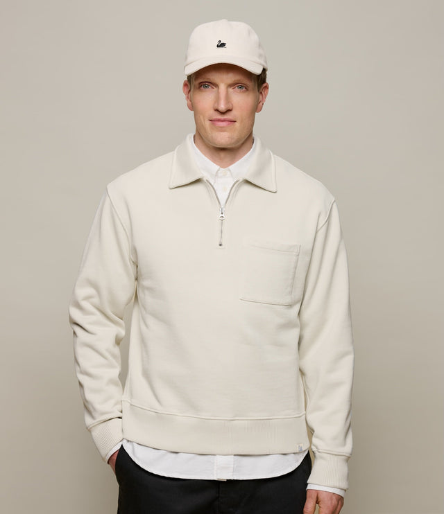 Authentic Fleece Polo Collared Half-Zip Cotton Sweatshirt