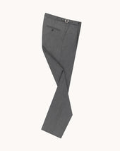 Single Pleat Trouser - Mid Grey Herringbone Wool