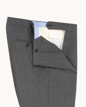Single Pleat Trouser Mid Grey Herringbone Wool