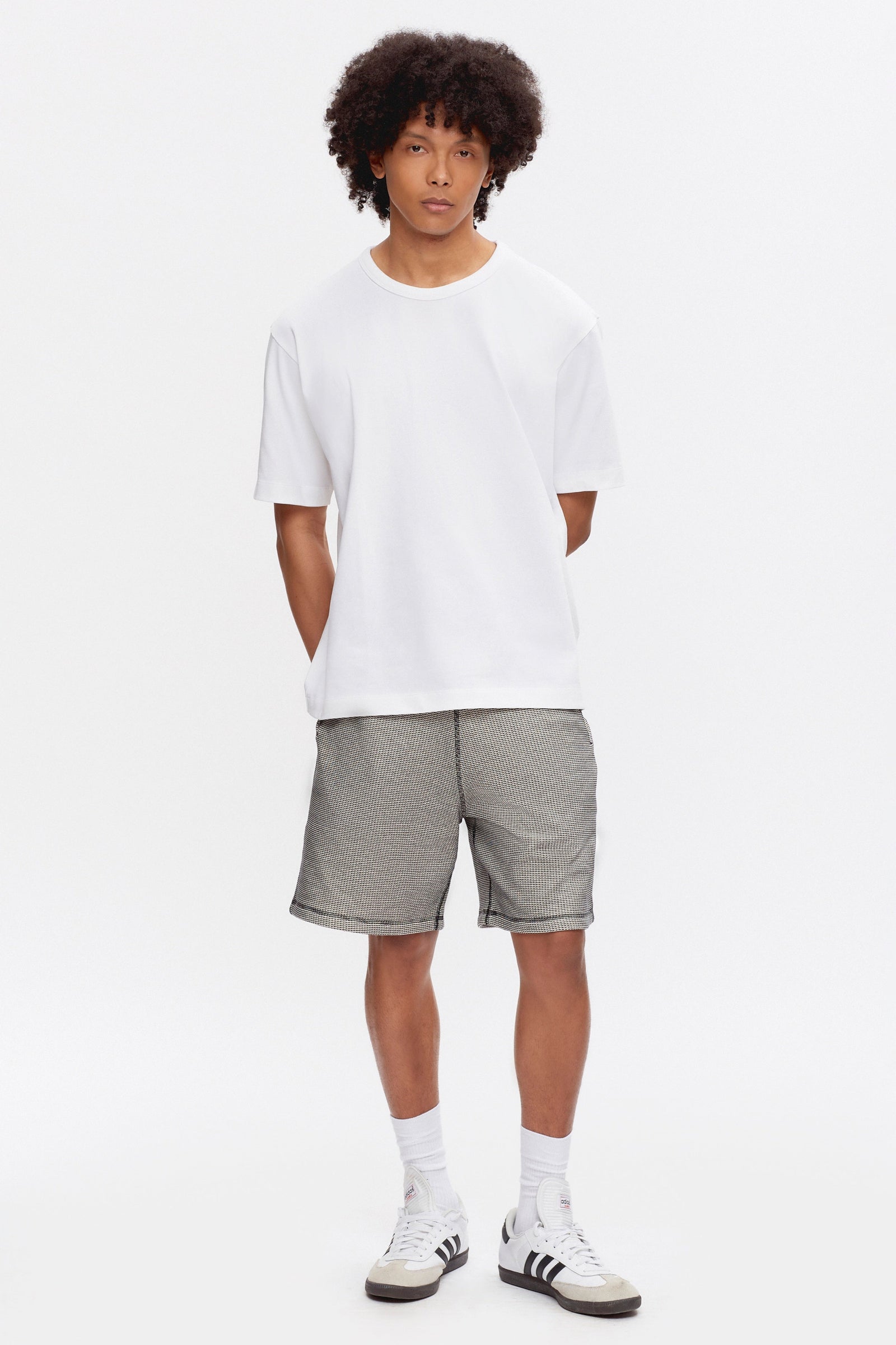 Atlas 2-Tone Waffle Short in Marshmallow/Black