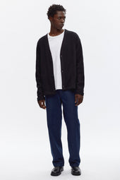 Atlas Waffle Cardigan in Black