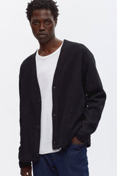 Atlas Waffle Cardigan in Black