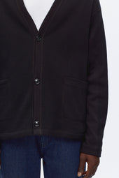 Atlas Waffle Cardigan in Black
