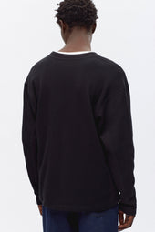 Atlas Waffle Cardigan in Black