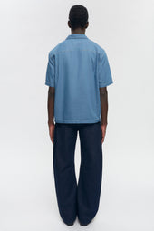 Men's Chambray Camp Shirt in Light Wash