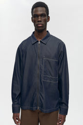 Men's Chambray Full Zip Shirt in Rinse