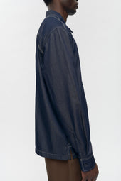 Men's Chambray Full Zip Shirt in Rinse