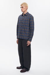 Men's Flannel Shirt in Blue Plaid