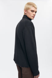 Men's Half Zip Rib Sweater in Black