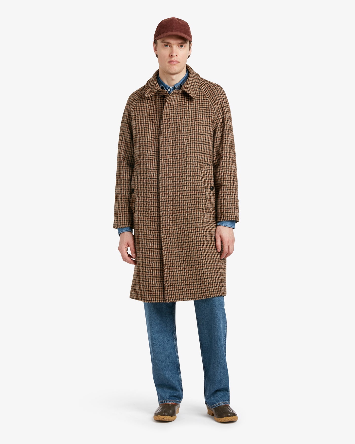 Men's Hynes Harris Tweed® Overcoat Brown Houndstooth