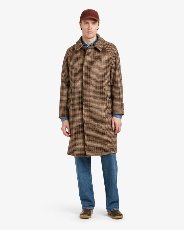 Men's Hynes Harris Tweed® Overcoat Brown Houndstooth