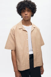 Linen Camp Shirt in Camel