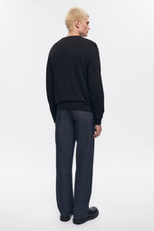 Men's Fine Merino Crewneck Sweater in Black