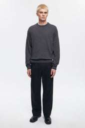 Men's Fine Merino Crewneck Sweater in Charcoal Melange