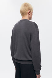 Men's Fine Merino Crewneck Sweater in Charcoal Melange