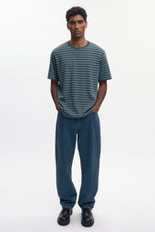 Men's Midweight Crew in Bottle Green/Columbia Stripe