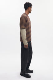 Men's Midweight Crew in Coffee Bean/Otter Stripe