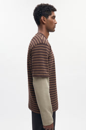 Men's Midweight Crew in Coffee Bean/Otter Stripe
