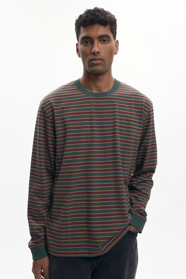 Men's Midweight Longsleeve in Bottle Green/Plum/Otter