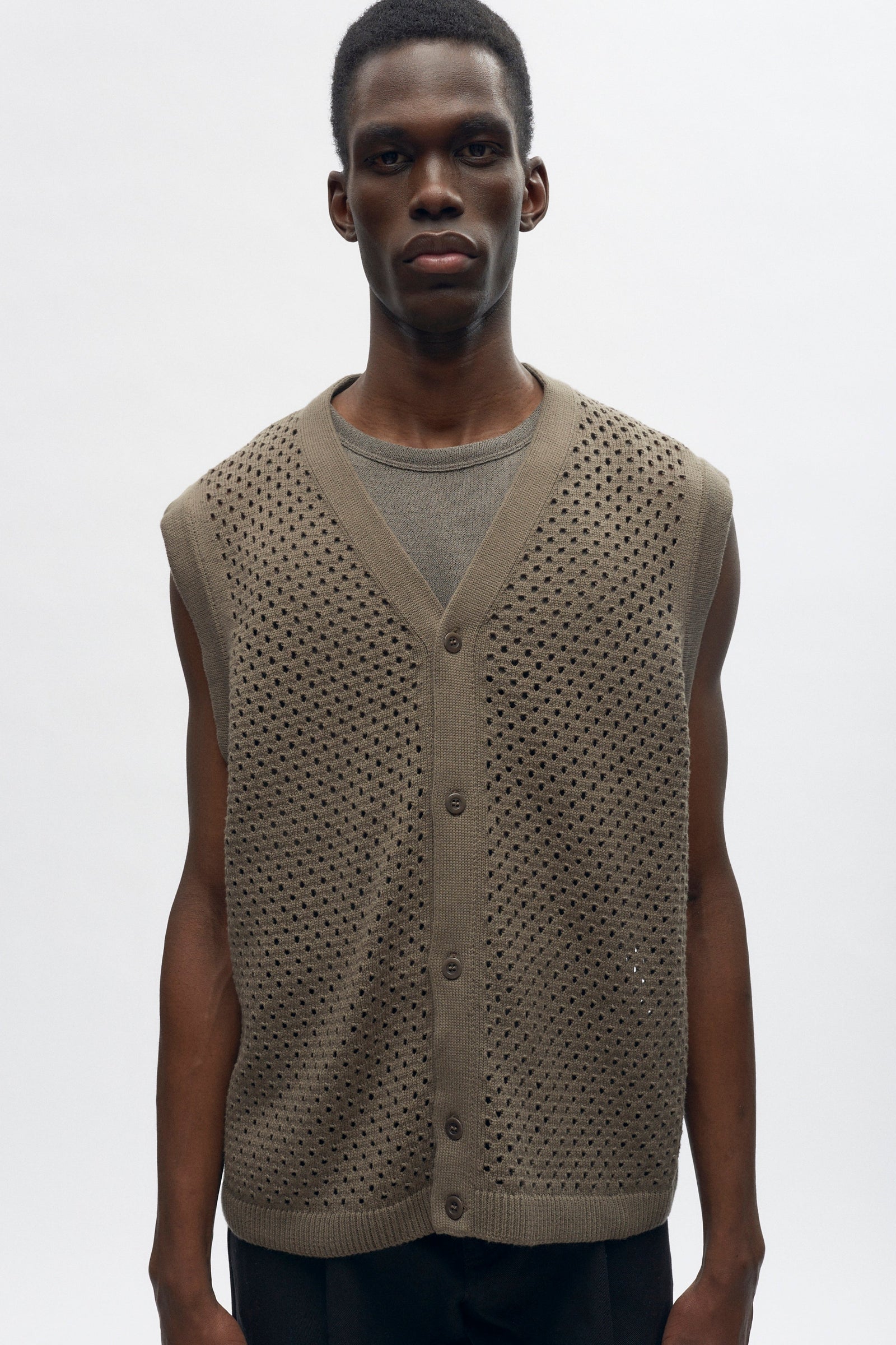 Mina Vest in Dark Taupe