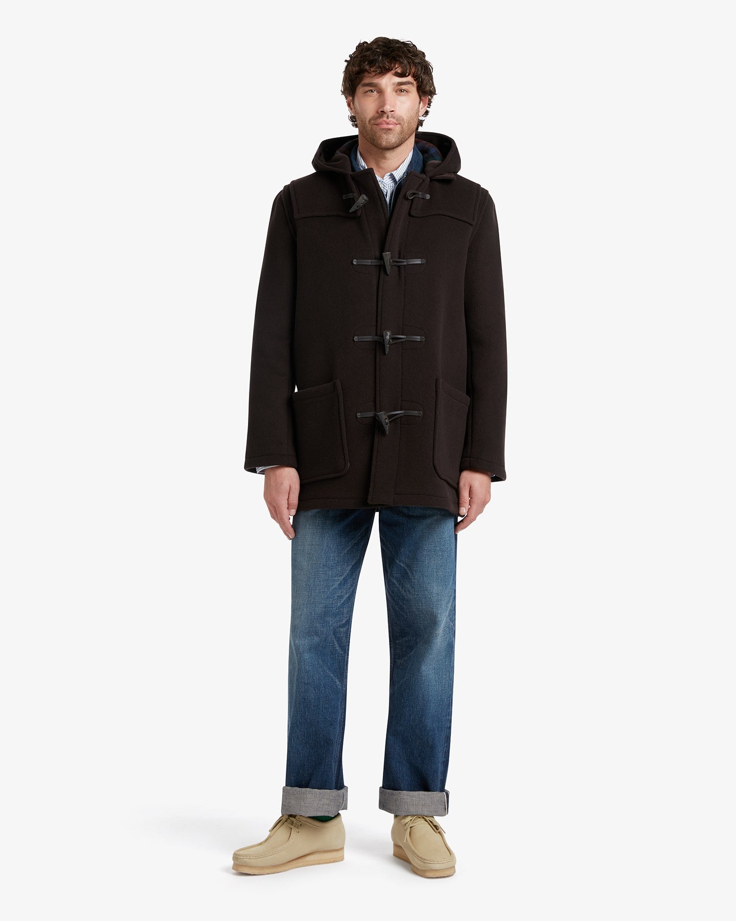 Men's Morris Mid-Length Duffle Coat Brown MacDuff Hunting