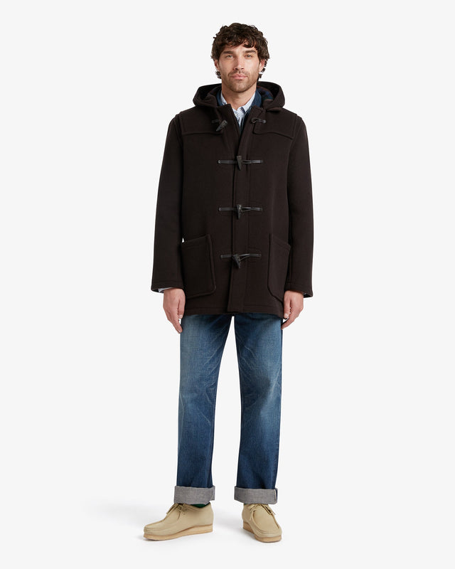 Men's Morris Mid-Length Duffle Coat Brown MacDuff Hunting