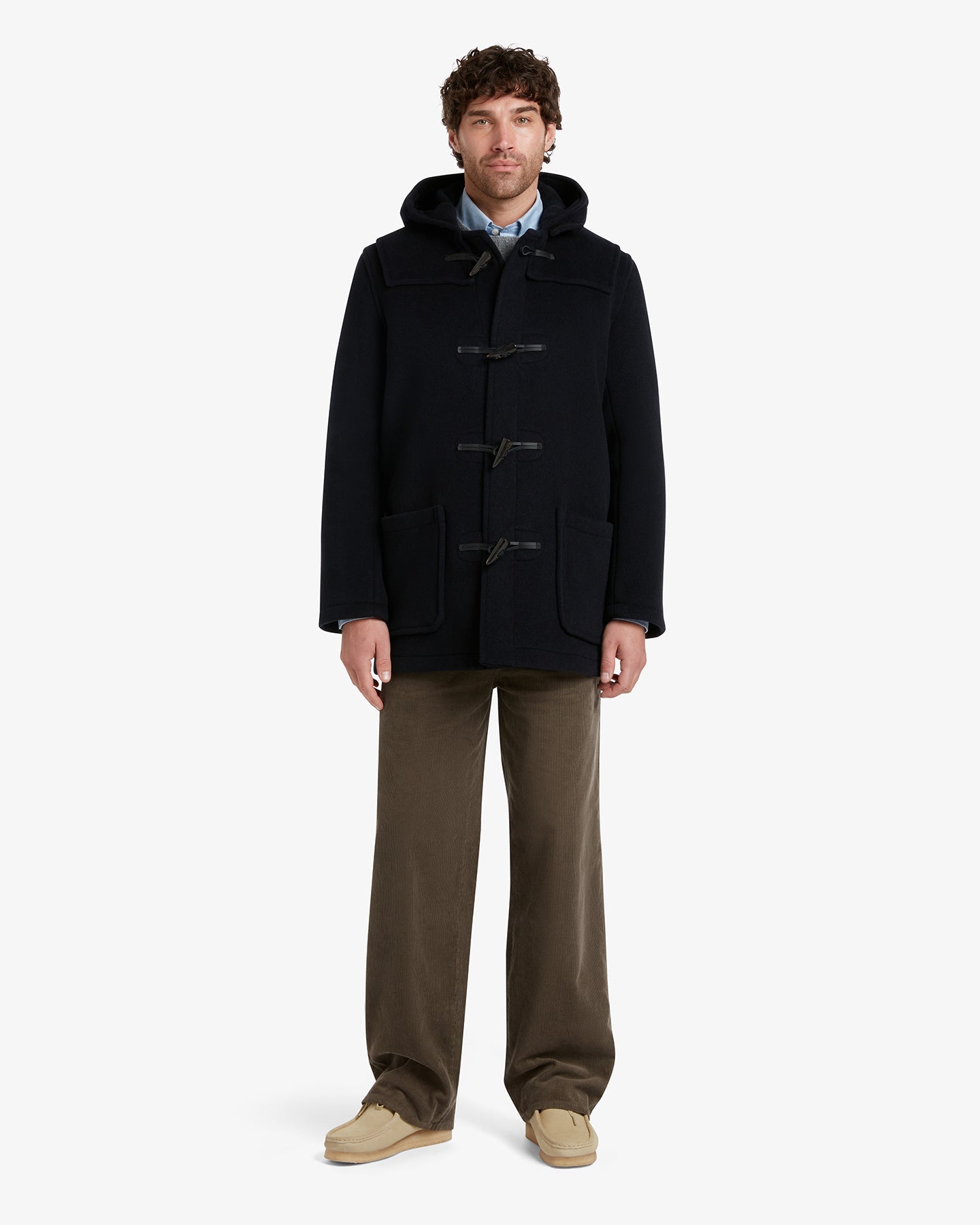 Men's Morris Mid-Length Duffle Coat Navy Black Watch