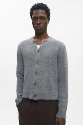 Men's Noor Fuzzy Cardigan in Medium Grey