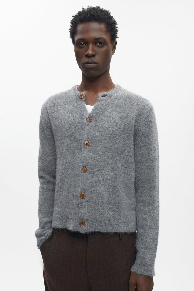 Men's Noor Fuzzy Cardigan in Medium Grey