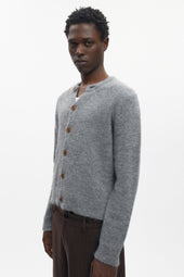 Men's Noor Fuzzy Cardigan in Medium Grey