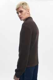Men's Open Knit Shirt in Coffee Bean Melange