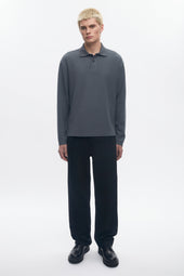 Men's Pique Longsleeve Polo in Steel