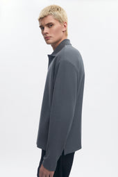 Men's Pique Longsleeve Polo in Steel