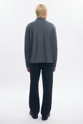 Men's Pique Longsleeve Polo in Steel