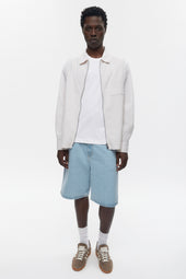 Men's Seersucker Full Zip Shirt in Fog/White
