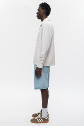 Men's Seersucker Full Zip Shirt in Fog/White