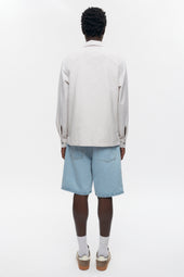 Men's Seersucker Full Zip Shirt in Fog/White