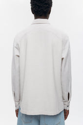 Men's Seersucker Full Zip Shirt in Fog/White
