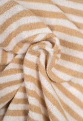 Men's Cotton Towelling Short Sleeve Skipper Polo – Light Brown & White Stripe
