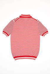 Men's Cotton Towelling Short Sleeve Skipper Polo – Red & White Stripe