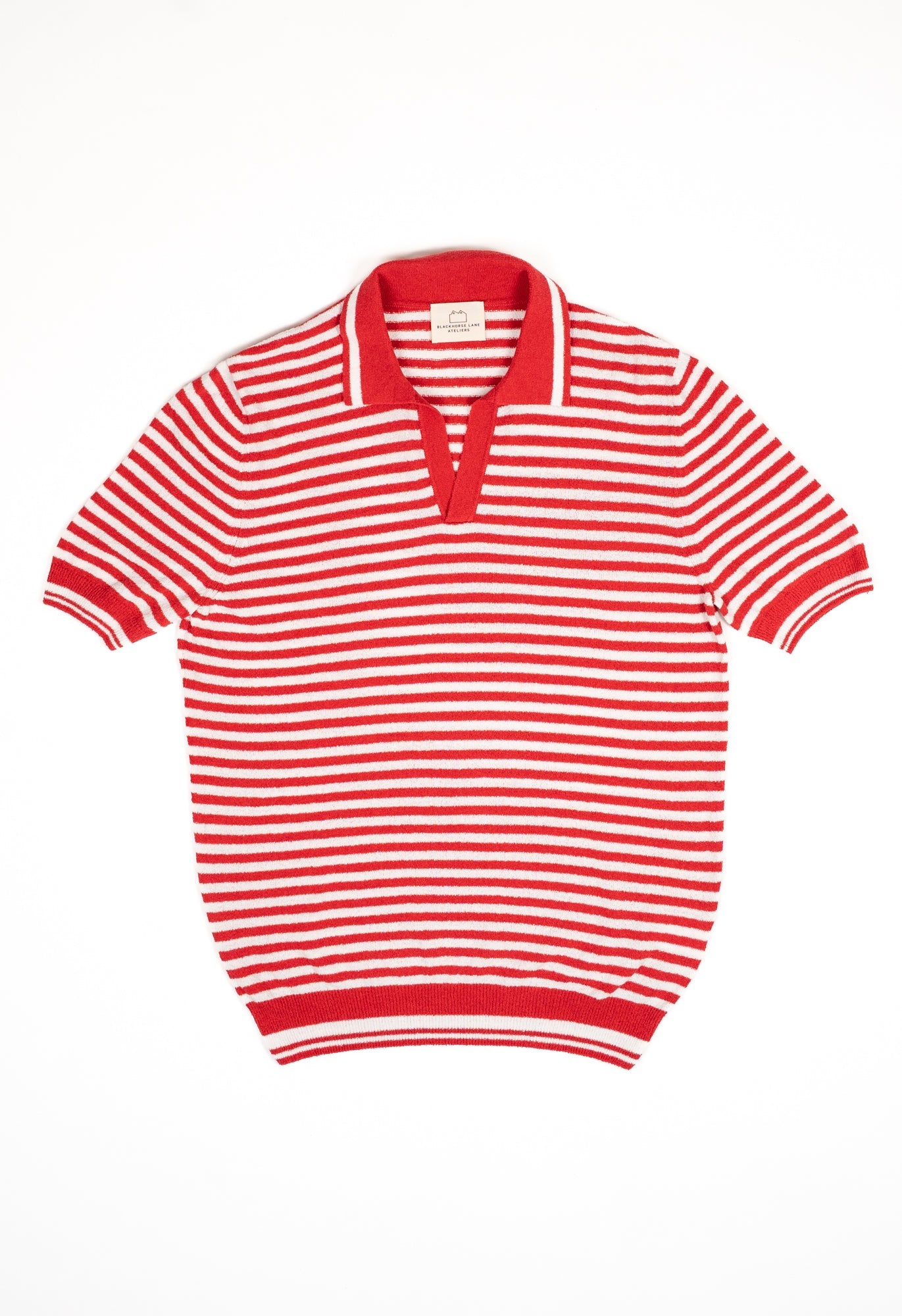 Men's Cotton Towelling Short Sleeve Skipper Polo – Red & White Stripe