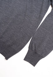 Men's Extra Fine Merino Wool Long Sleeve Polo Grey