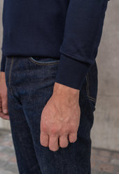 Men's Extra Fine Merino Wool Long Sleeve Polo Navy