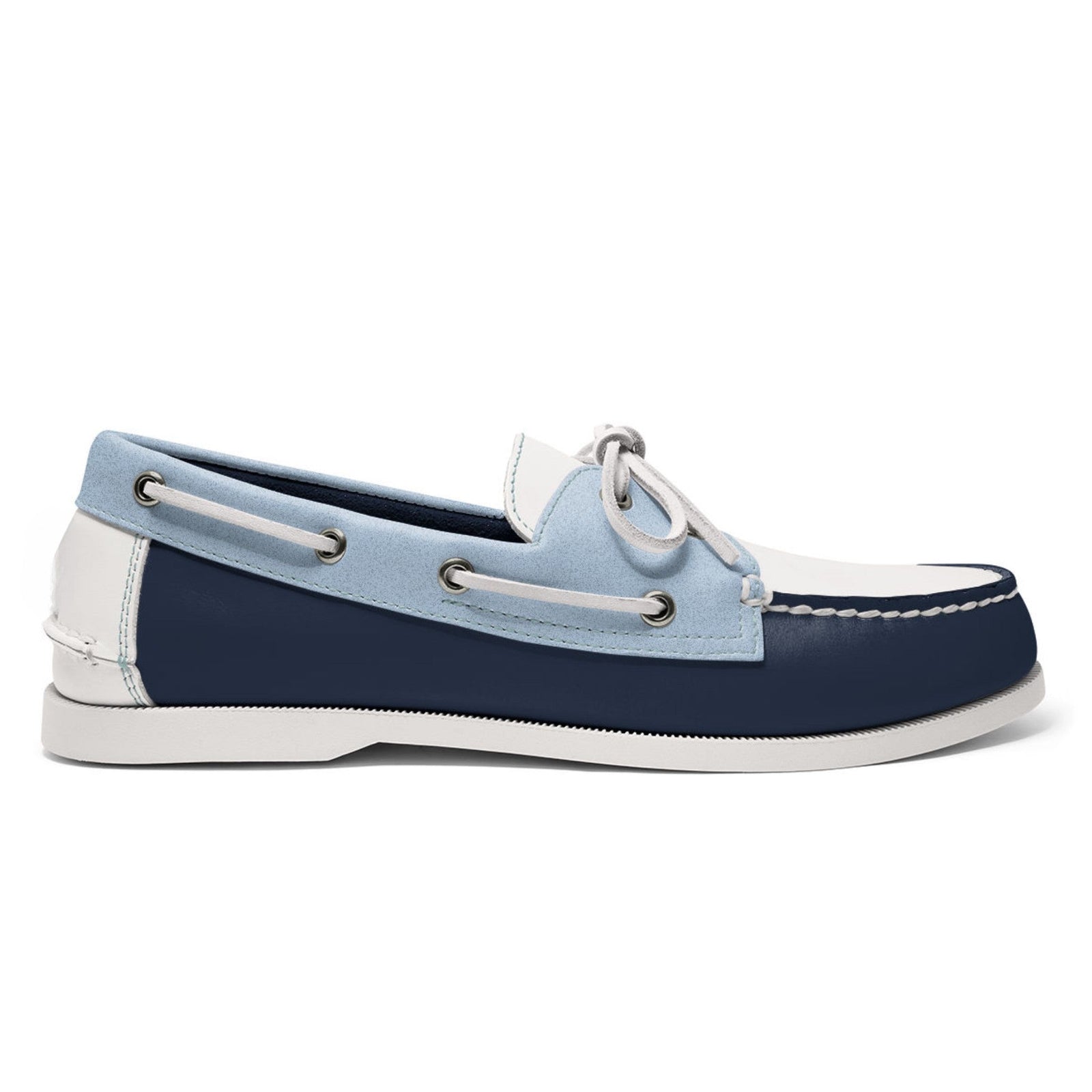 Men’s 2 Eyelet LE Boat Shoe: Navy/White/Lt Blue