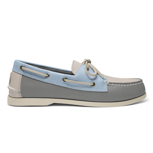 Men’s 2 Eyelet LE Boat Shoe: Grey/Ivory/Lt Blue
